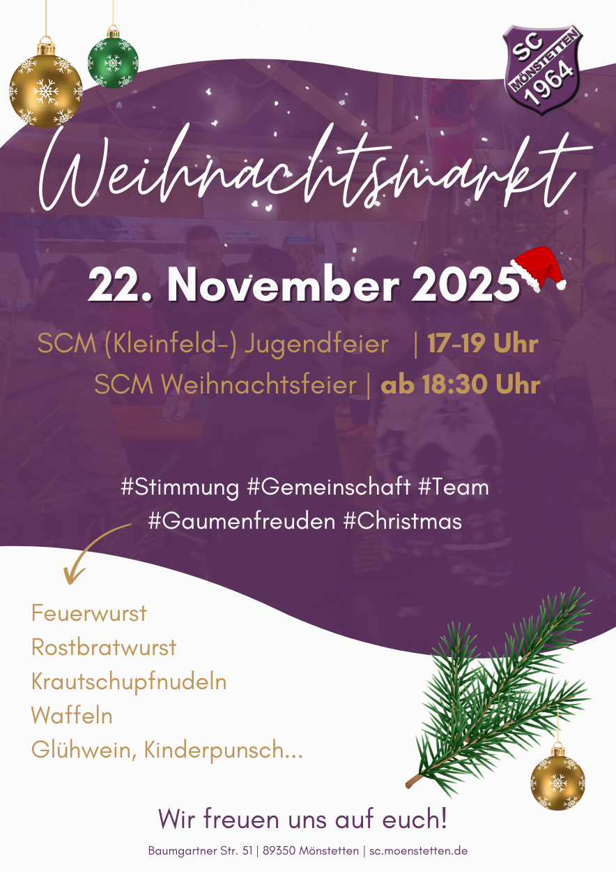 Einladung Weihnachtsmarkt SC Mönstetten 22.November 2025